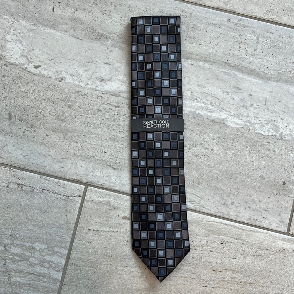 Kenneth Cole Reaction tie new with tags black, grey, brown/grey, silver